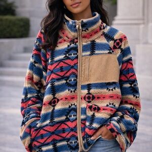 Alter’d State Southwestern Print Fleece Zip-Up Jacket